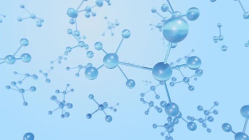 Molecule and water drop, 3d rendering.