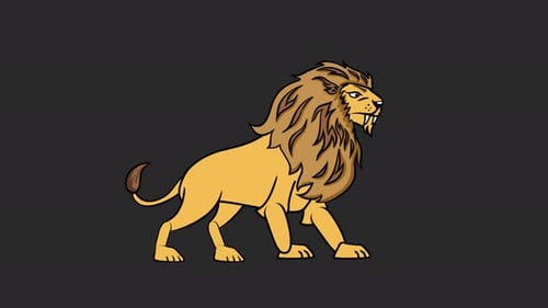 Animated Flat Design Lion Roaring Cycle