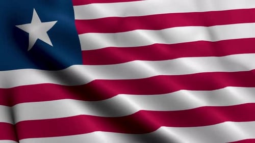 Liberia National Flag Realistic Waving Loop Animation
