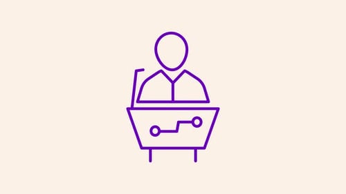 Animated Speaker Icon at Podium for Corporate Presentation