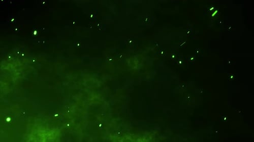 Flying Green Fire Particle Sparks Background V4
