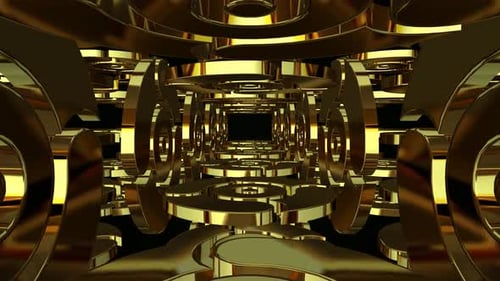 Golden Geometric Abstract Tunnel Loop Motion Background