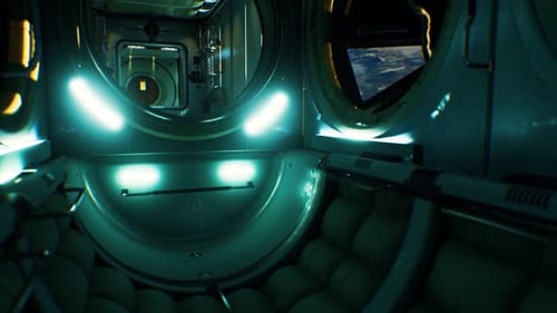 Dark Space Ship Futuristic Interior