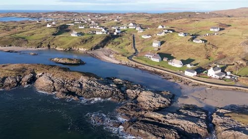 Aerial View of the Beautiful Coast at Rosbeg in County Donegal Ireland
