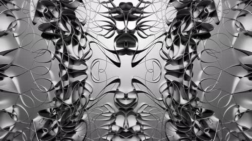 Abstract Metallic Wireframe Flowing Shapes Background Loop