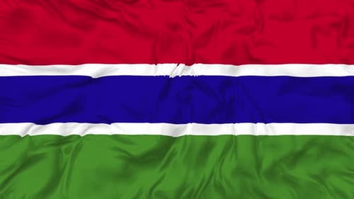 Waving Flag of Gambia with Realistic Fabric Animation