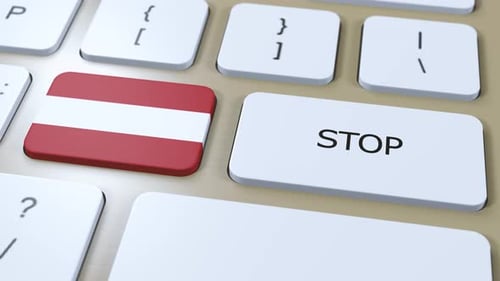 Austria Country Flag and Stop Button 3D Animation
