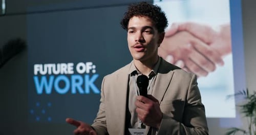 Young Adult Speaker Presenting Future of Work