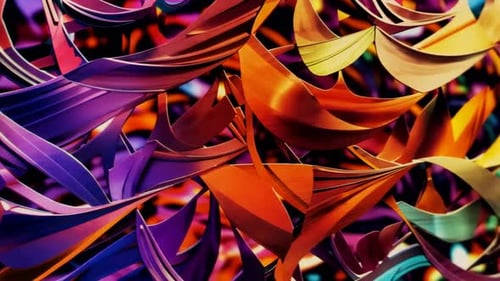 Abstract 3D Colorful Metallic Ribbons Swirling Motion Graphi