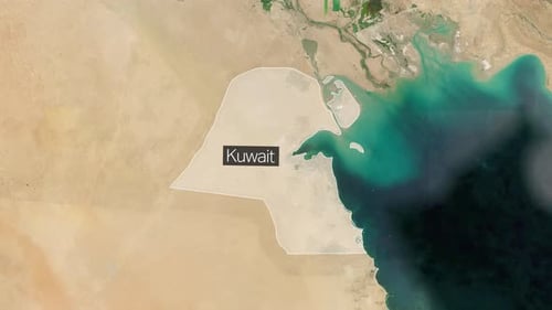 World Map Zoom into Kuwait Country Highlight