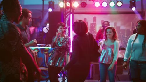 Group of People Enjoying Disco Party