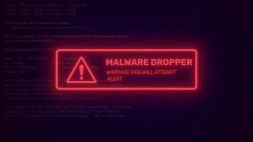 Retro Computer Malware Dropper Neon Alert