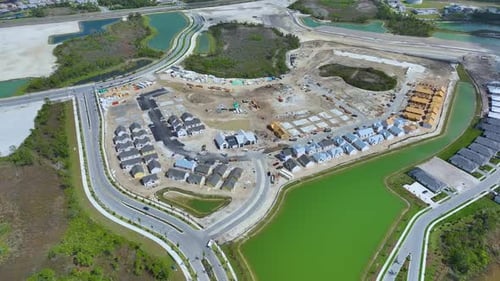 Aerial View of Housing Development Construction Site
