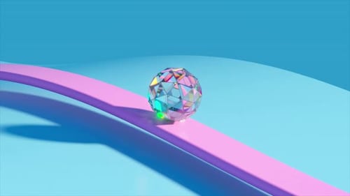 Abstract Geometric Sphere Rolling on Wavy Path Animation
