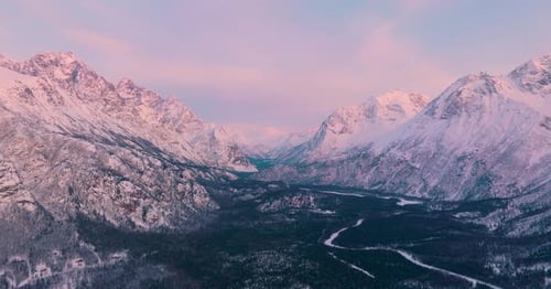 Aerial view over Eagle River at sunset