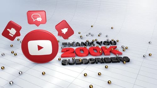 3D Animated Thank You 200K YouTube Subscribers Title