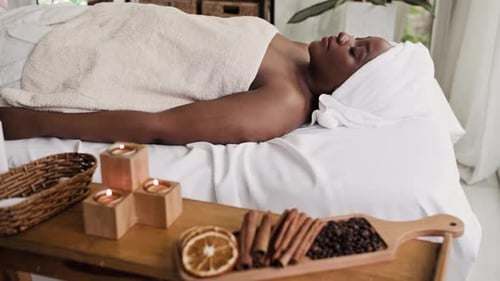 Relaxed Woman Resting in Spa Salon