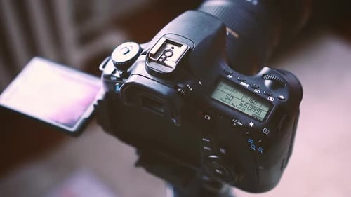 Macro Shot of Digital Camera on Tripod