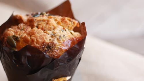 Close Up of Muffins on Table Isolated on Black