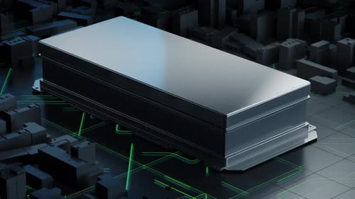 Glowing futuristic battery charging energy loop