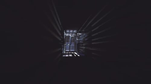 Futuristic Pipe Tunnel Flythrough with Light Rays
