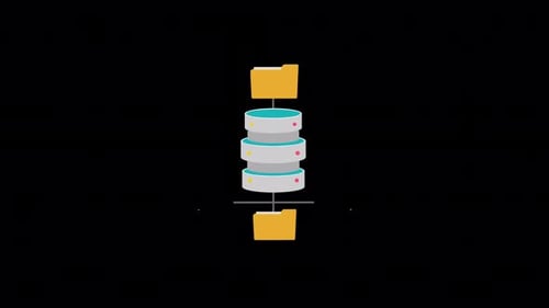 Flat Design Server and Folder Data Connection Animation