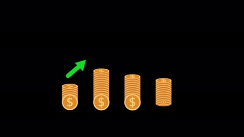 Golden Dollar Graph Bar Animation Black Background
