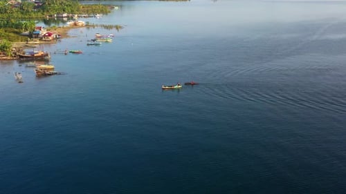AH - Aerial View of Small Coastal Village