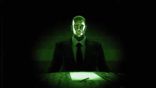 Green Glitch Corporate Interrogation Scene Animation