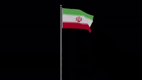 Realistic 3D Flag of Iran Waving Seamless Loop