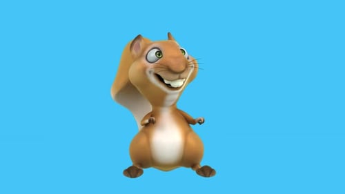 Fun 3D cartoon squirrel dancing (with alpha channel included)