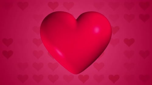 Animated 3D Red Heart Rotating on Pink Background