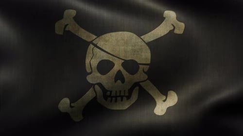 Distressed Pirate Flag Waving Seamless Loop