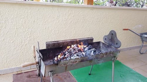 BBQ Charcoal Fire Close-Up