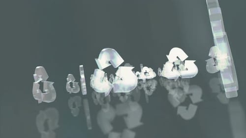 Symbol für Recycling, Ökologie, 3D-Glas