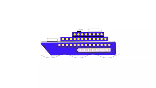 Flat Design Animated Ship Rocking on Waves