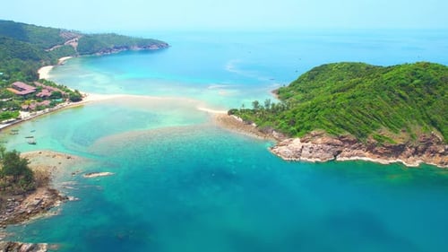 Tropical island and sandbar with stunning white sandy beaches