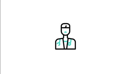 Animated Doctor Icon in Flat Design Style