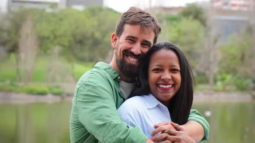 Happy Couple Embracing in the Park
