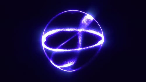 Abstract Glowing Particle Sphere with Rotating Rings