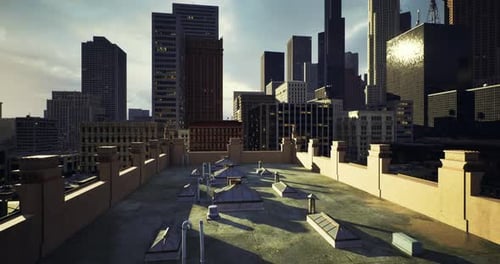 Vista desde la azotea del horizonte de la ciudad con edificios modernos durante el día