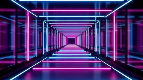Endless Neon Light Tunnel Loop Background