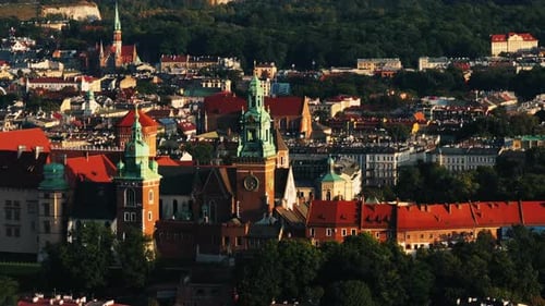 Historic royal Wawel Castle in Krakow at sunset