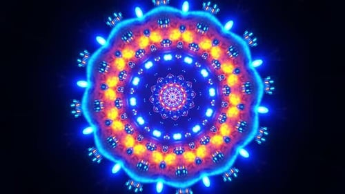 Blue and purple star burst with black background. Kaleidoscope VJ loop