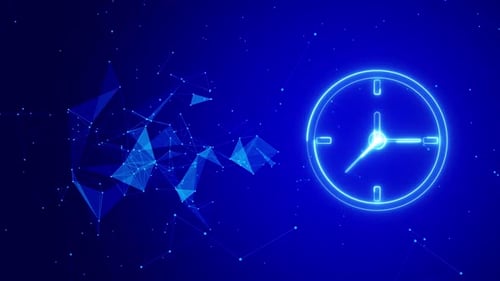 Plexus Background With Clock Icon Loop
