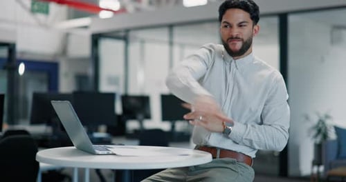 Angry, stress and businessman throwing paper after laptop communication, email and fail at work