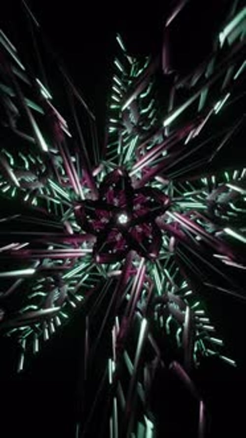 Vertikales Video Ein faszinierender Tanz von Neonlichtern in einem pulsierenden und psychedelischen VJ-Loop