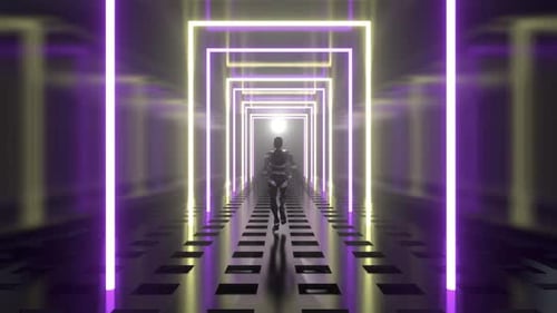 Robot Neon Tunnel 02 4k