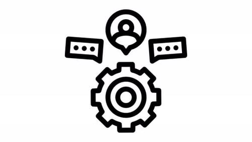 Animated Gear User Communication Process Line Icon