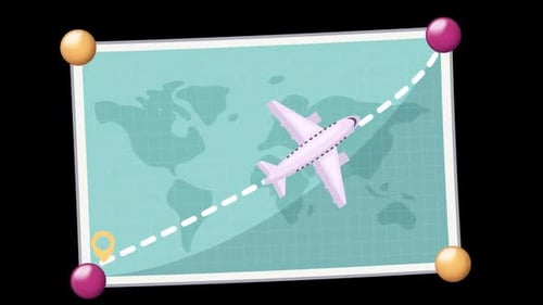 Animated Airplane Flight Path Across World Map